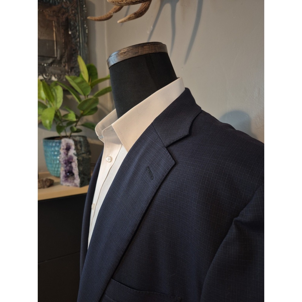 Belvest Mens 48 R Two Button Wool Sport Coat Blue Check Italy 11295/012